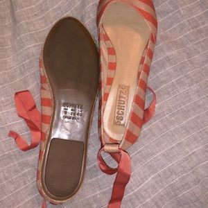 Shultz Espadrilles Orange and Cream Striped fits like US 7.5